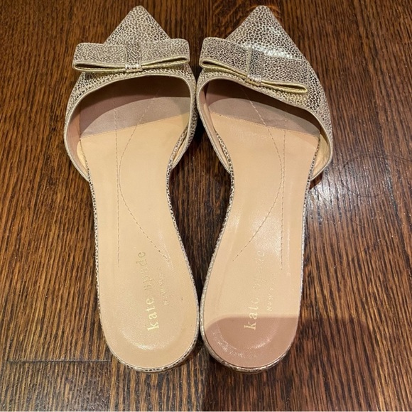 Kate Spade Gold Leather Pointed Mules 38 - Picture 2 of 4